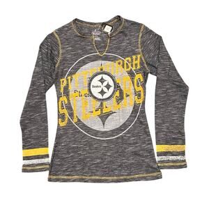 Pittsburgh Steelers Majestic NFL Long Sleeve V-Neck Shirt Women's, Size S NWOT